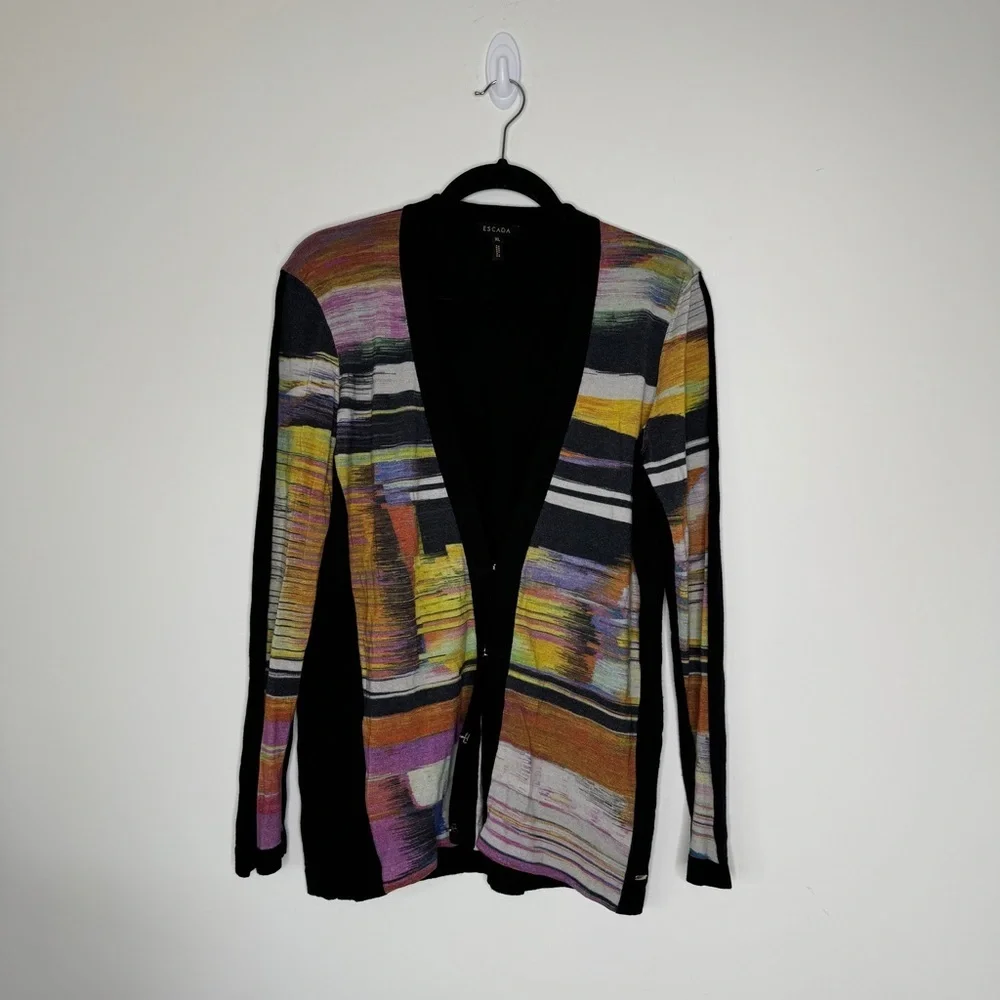 ESCADA Black Multicolor Cardigan XL - Picture 1 of 8